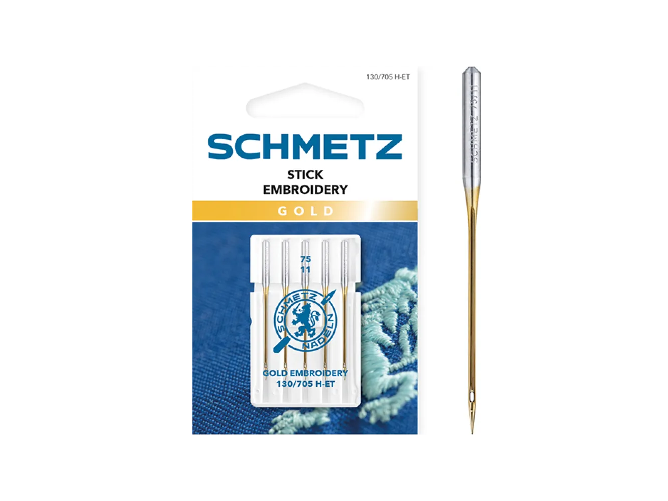 Embroidery Gold 130/705H-ET 75/11 5 stuks